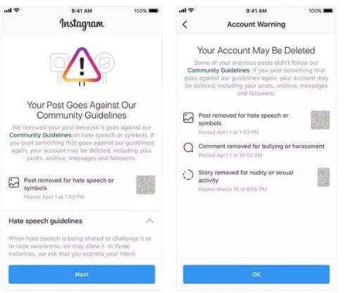 Instagram ostrzeże użytkownika zanim zablokuje konto
